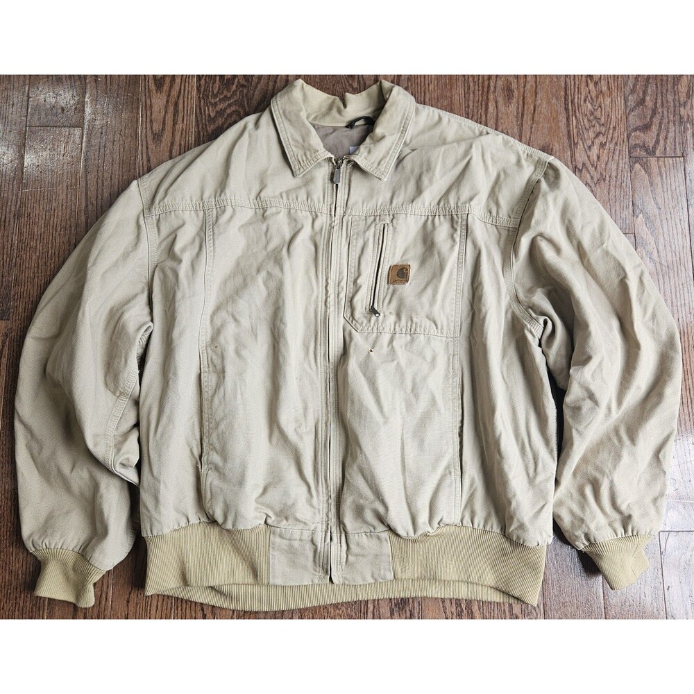 Carhartt RN# 14806 Jacket 2XL Tan Collared Has Flaws